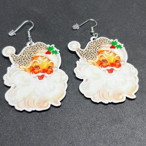 Earrings‎ Christmas Santa leopard print hat